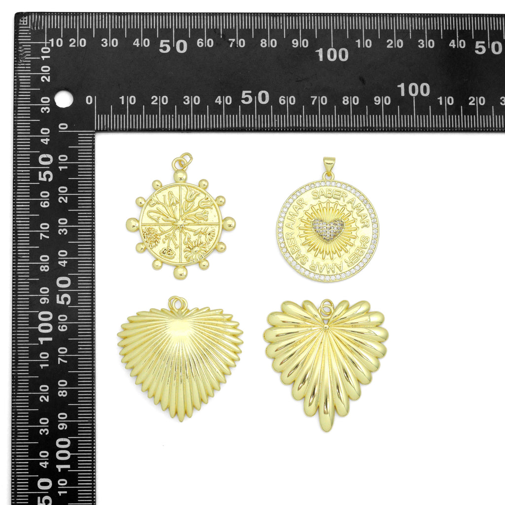 Large Spike Coin, Heart Charm Pendant, Sku#LK1289