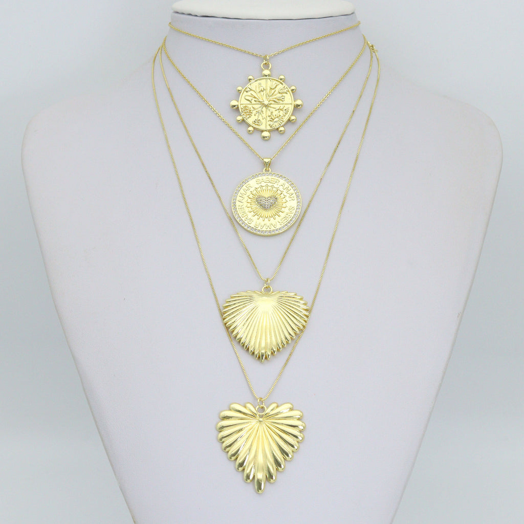 Large Spike Coin, Heart Charm Pendant, Sku#LK1289