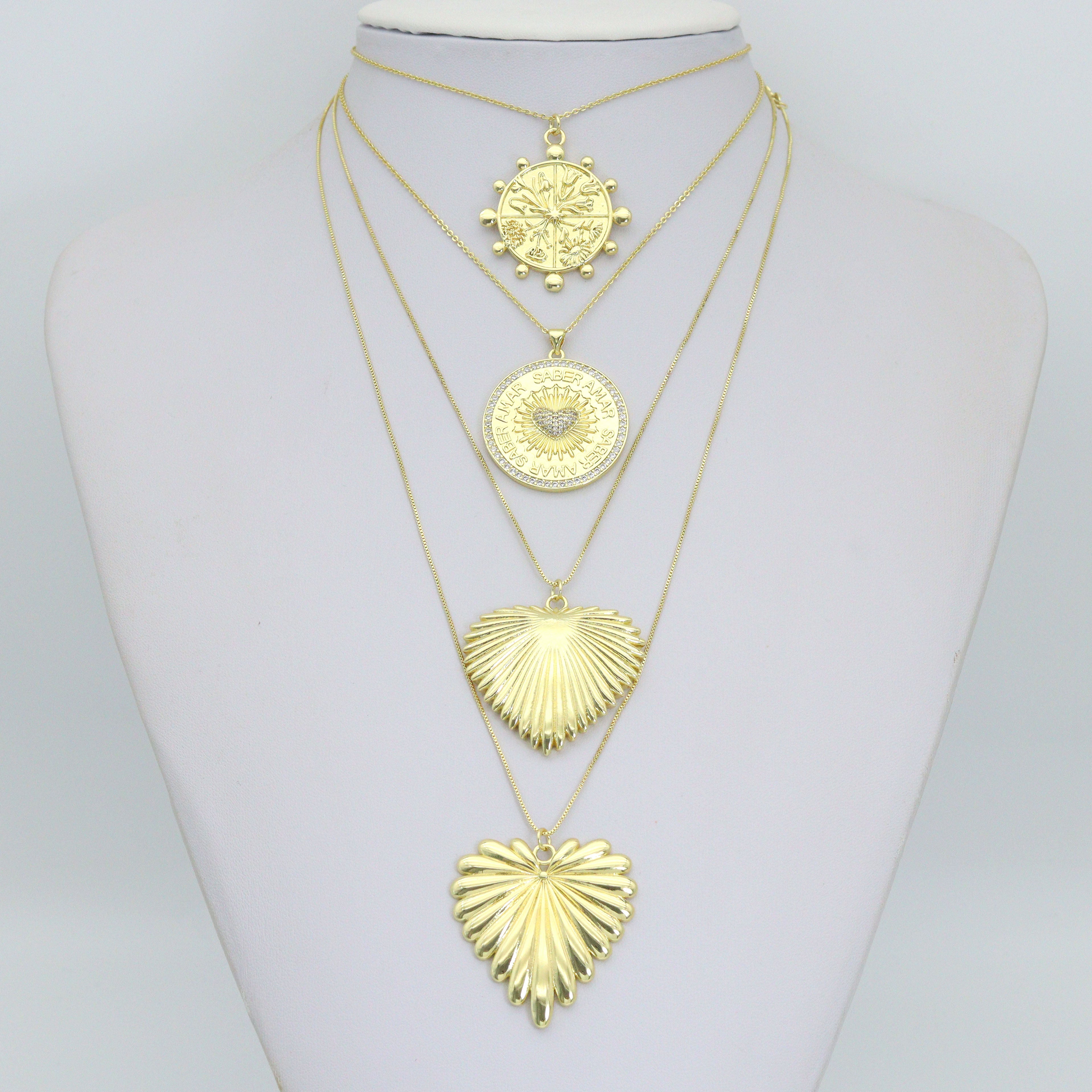 Large Spike Coin, Heart Charm Pendant, Sku#LK1289