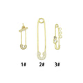 Clear CZ Safety Pin Shape Charm Pendant, Sku#LK1296
