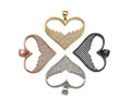 18K Gold Large Heart Shape Pendant,Heart Charm, Heart Pave Pendant, Gold plated, 21mm, Sku#LK55