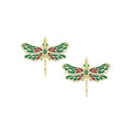 Colorful Enamel Dragonfly Shape Pendant,18K Gold Filled Fuchsia CZ Micro Pave Dragonfly Charm, Necklace Bracelet Charm Pendant, Sku#LK573