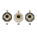 Gold CZ Enamel Octagon Shape Focal Pendant, Sku#LK726