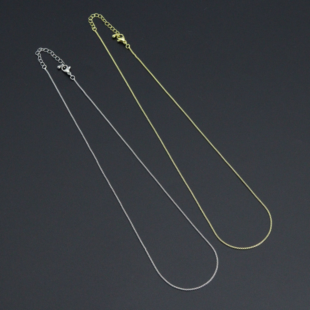 Gold Silver Thin box Link Chain Necklace , Sku#LX844