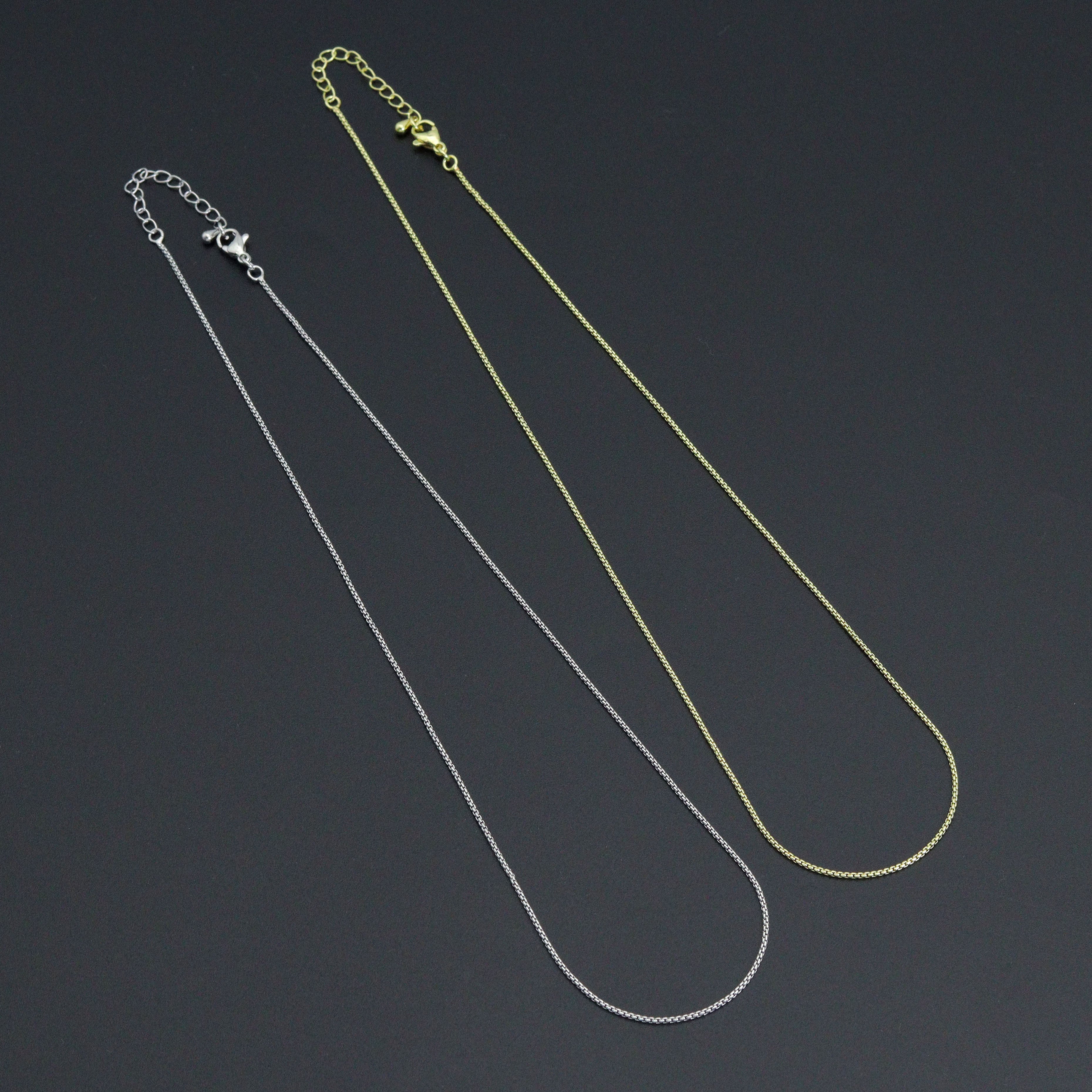 Gold Silver Thin box Link Chain Necklace , Sku#LX844