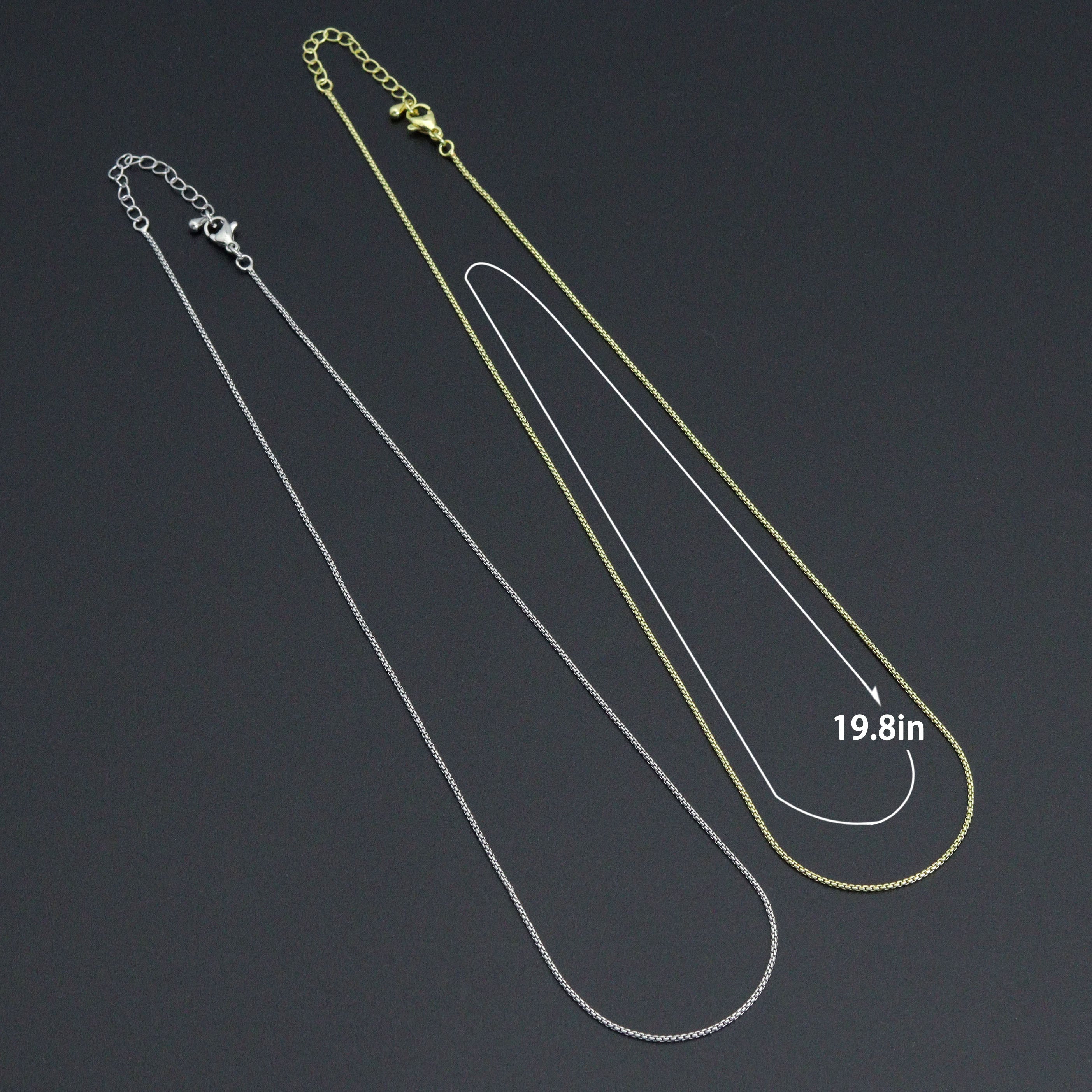 Gold Silver Thin box Link Chain Necklace , Sku#LX844
