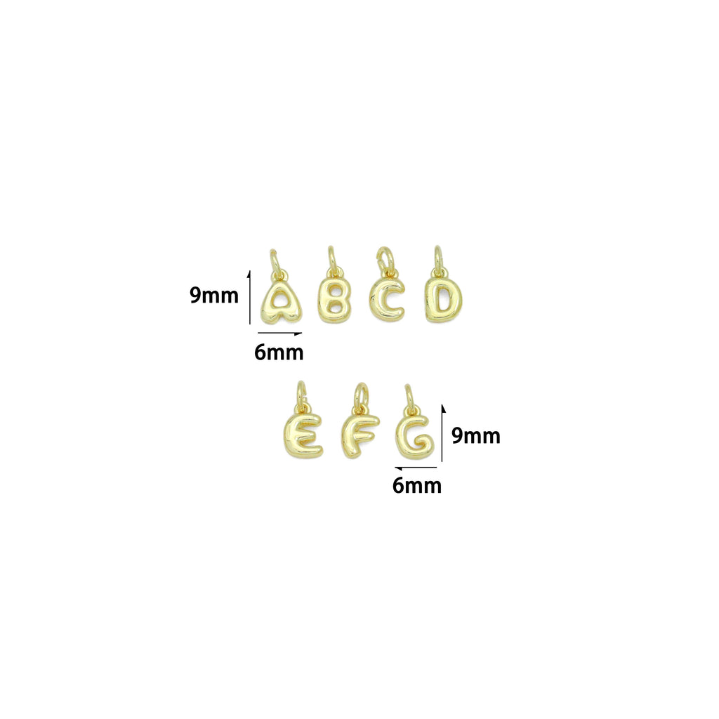 Small Bubble Initial charm, Alphabet Initial Charm Pendant, Sku#LX894