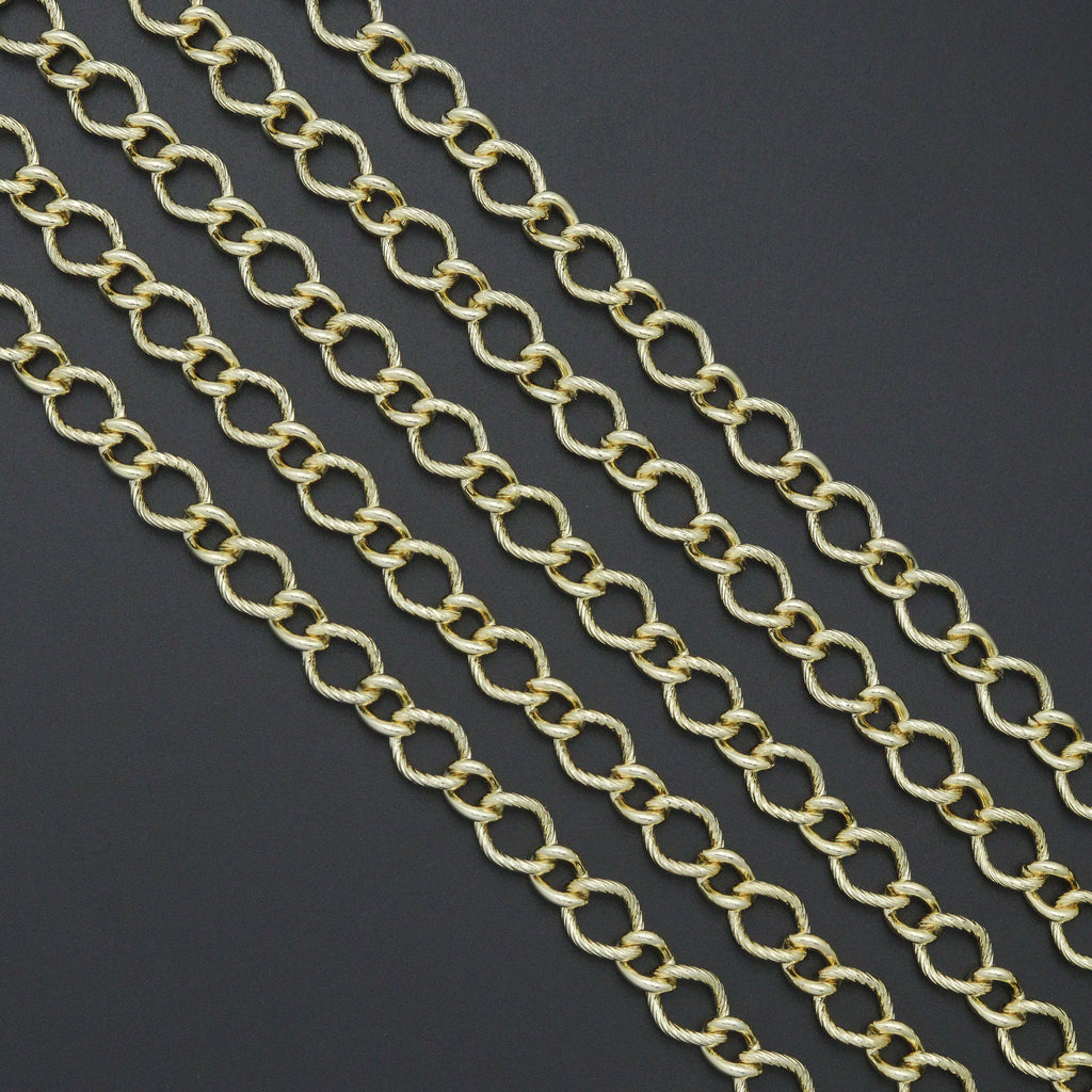Wholesale Hammered Twsited Oval Link Gold Chain, sku#LX904