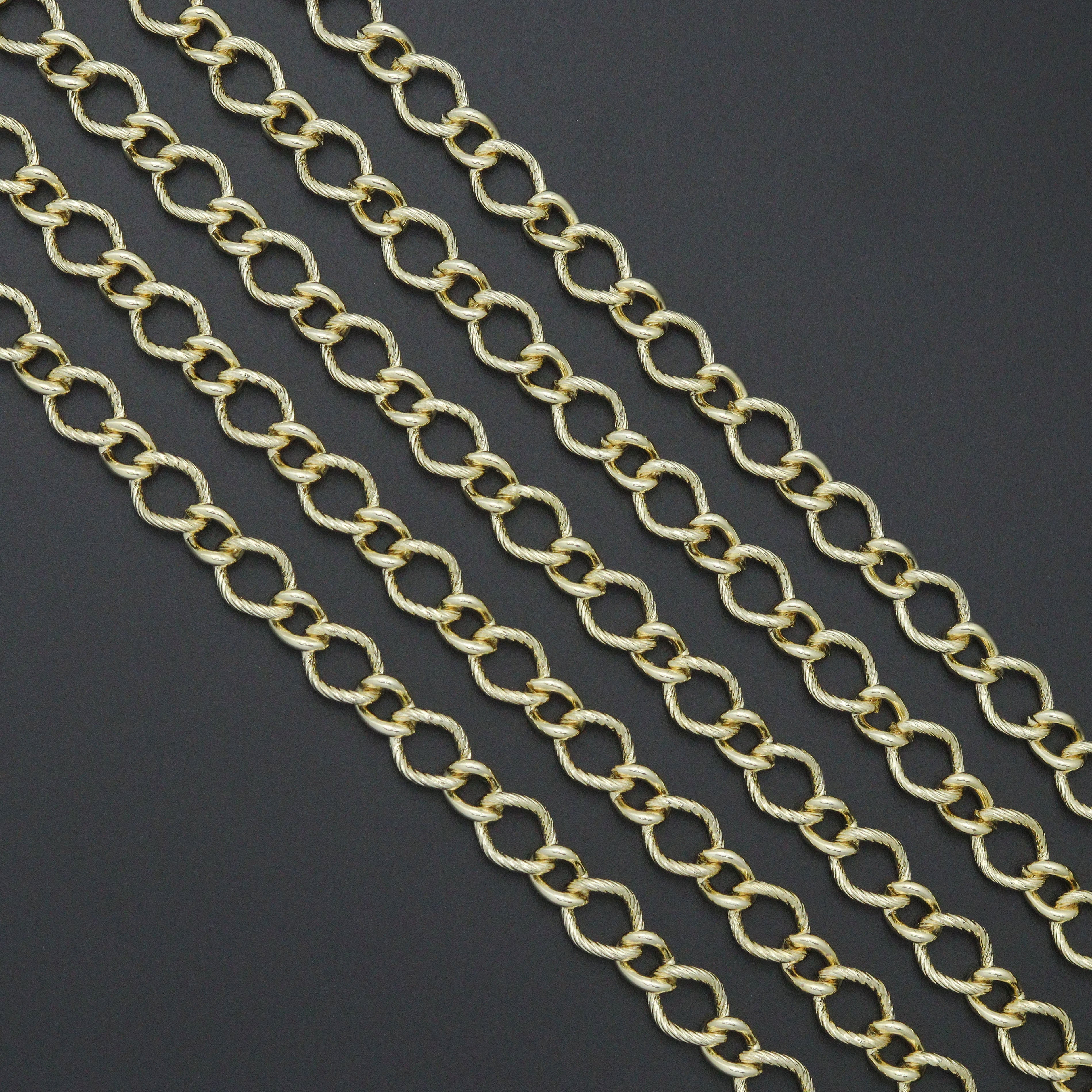 Wholesale Hammered Twsited Oval Link Gold Chain, sku#LX904