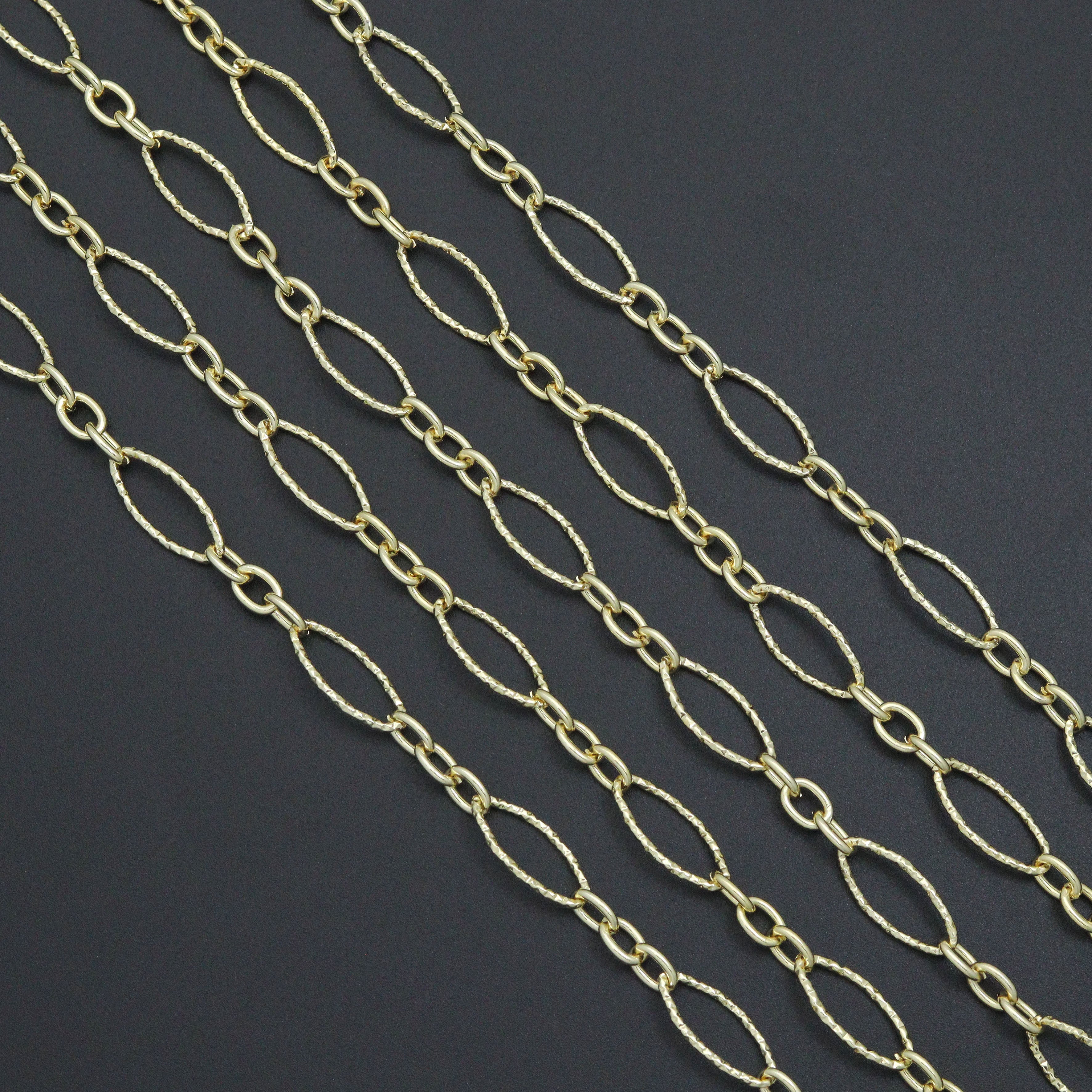 Wholesale Hammered mixed oval shape chain by Yard, sku#LX912