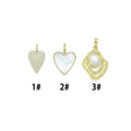 CZ Heart, Mother of Pearl Heart, Oval Pearl Pendant charm, Sku#LX917