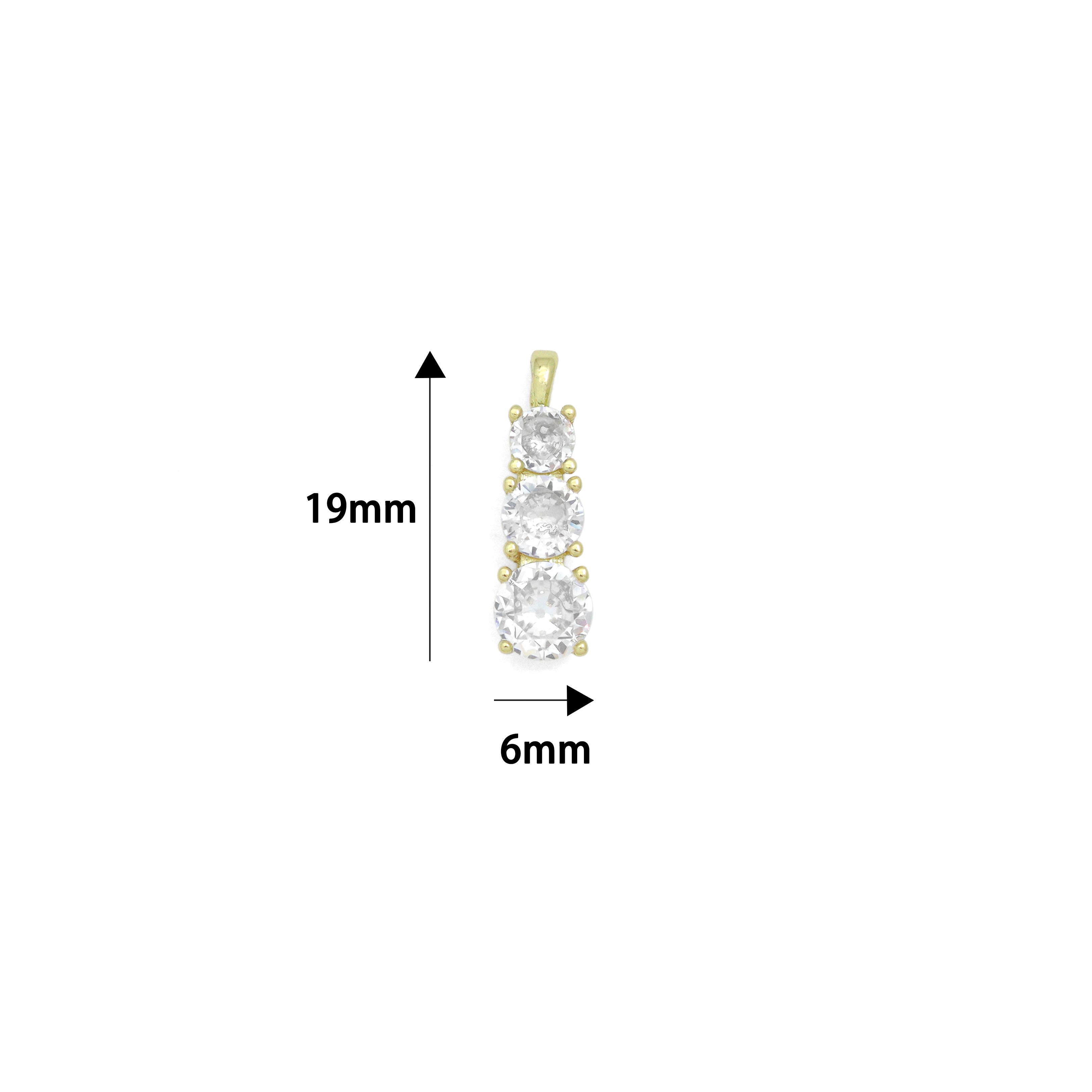 Triple CZ Bar Pendant charm for Necklace Bracelet Jewelry Making Supply, Sku#LX927
