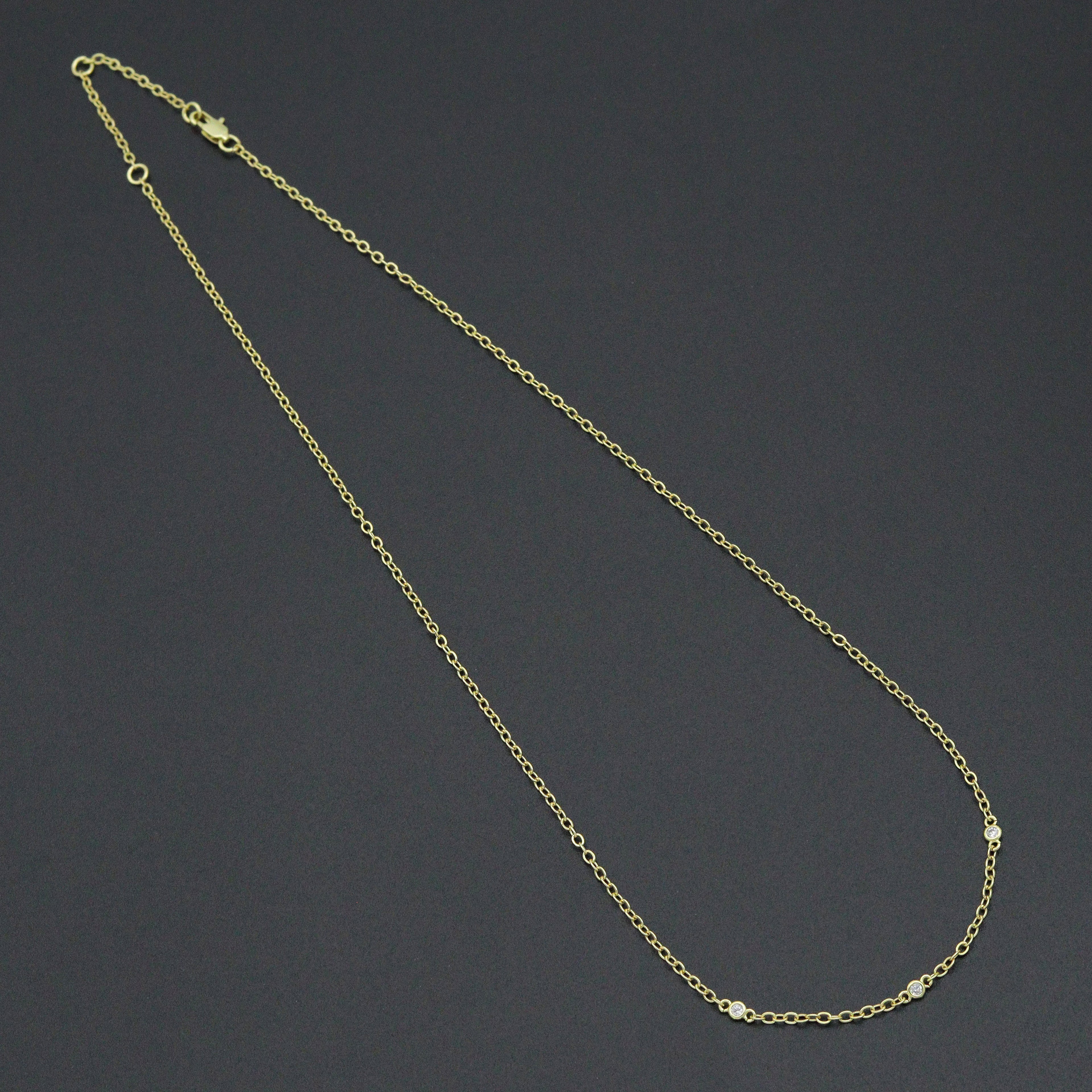 Dainty Gold Link Chain with CZ Bezel Connector Necklace, sku#LX933