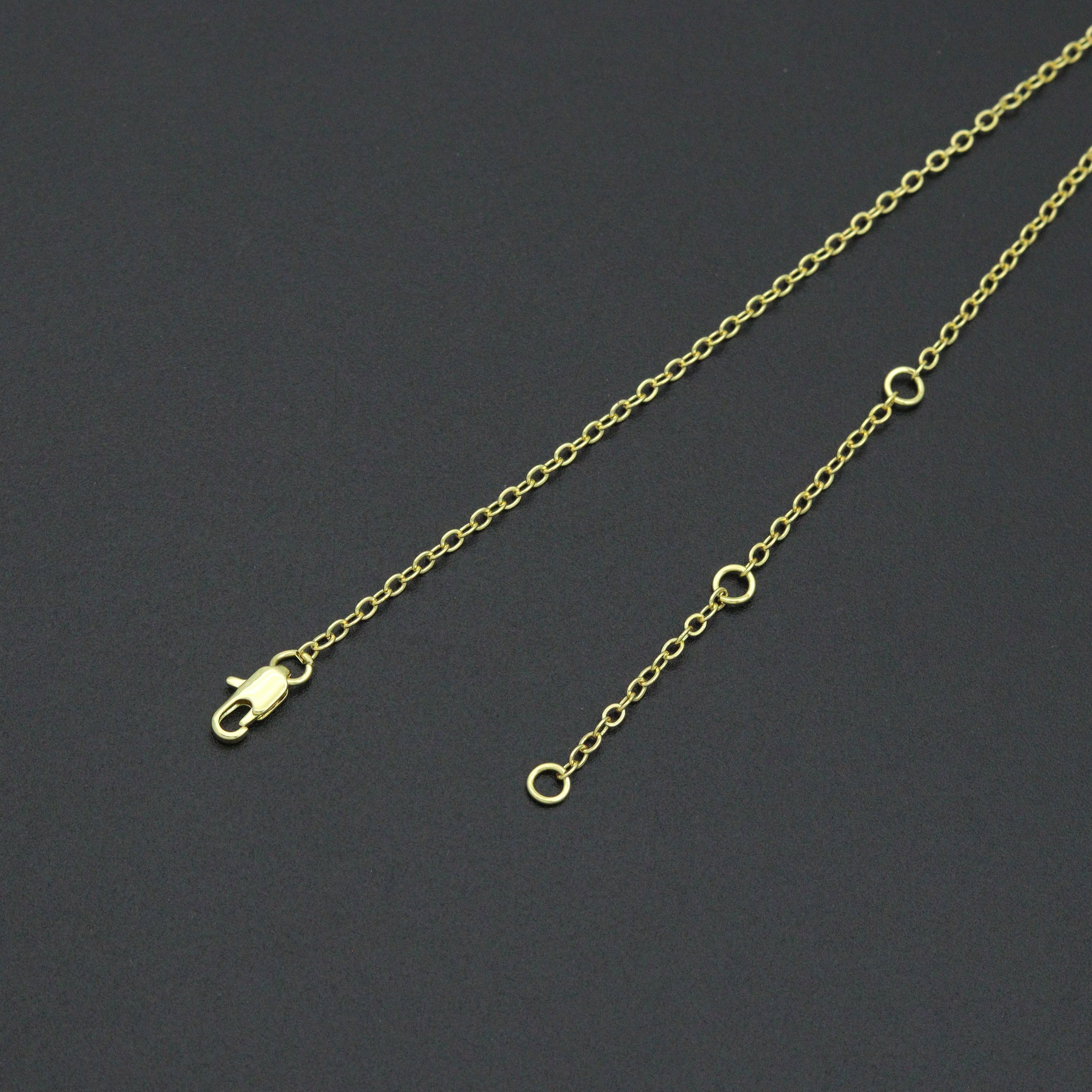 Dainty Gold Link Chain with CZ Bezel Connector Necklace, sku#LX933