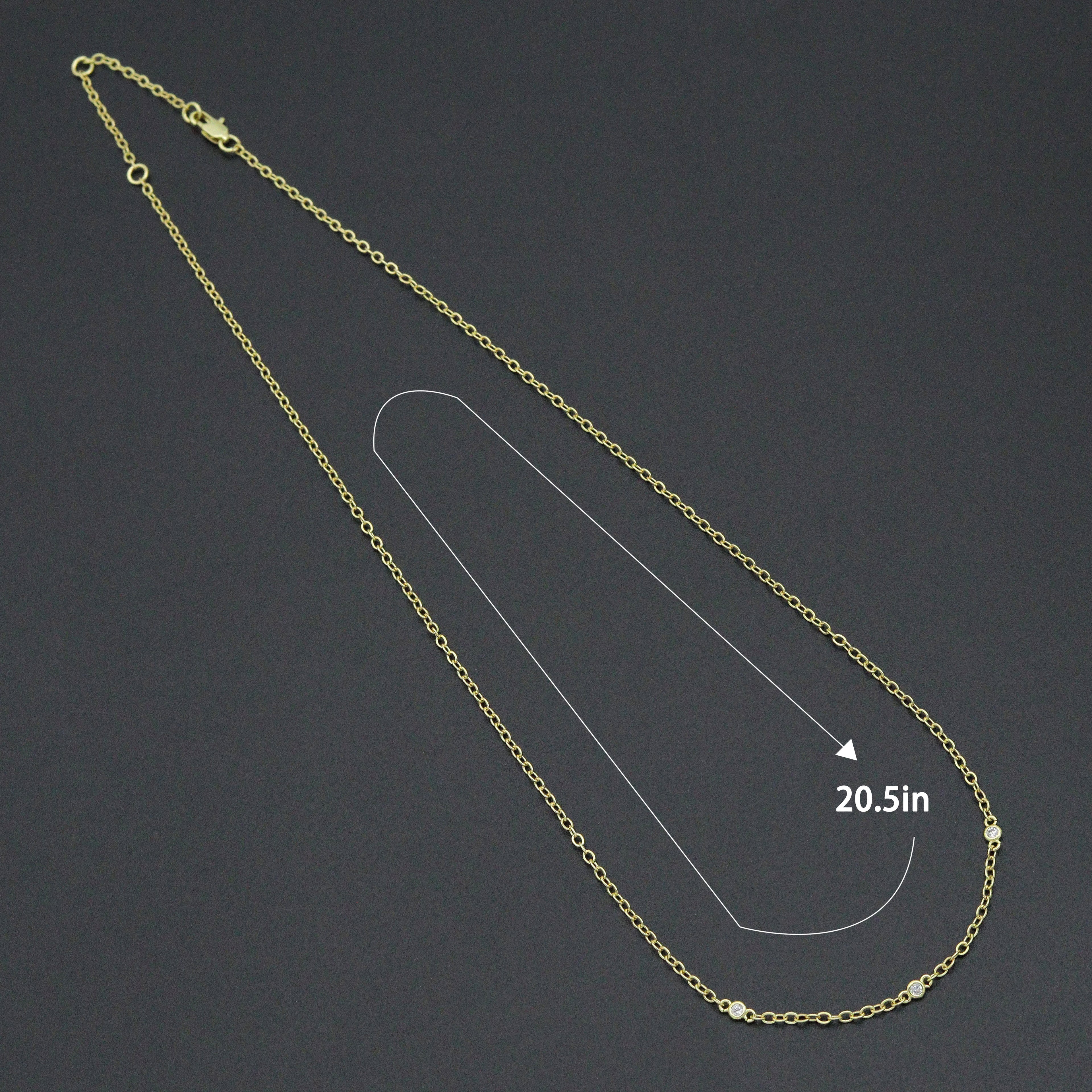 Dainty Gold Link Chain with CZ Bezel Connector Necklace, sku#LX933