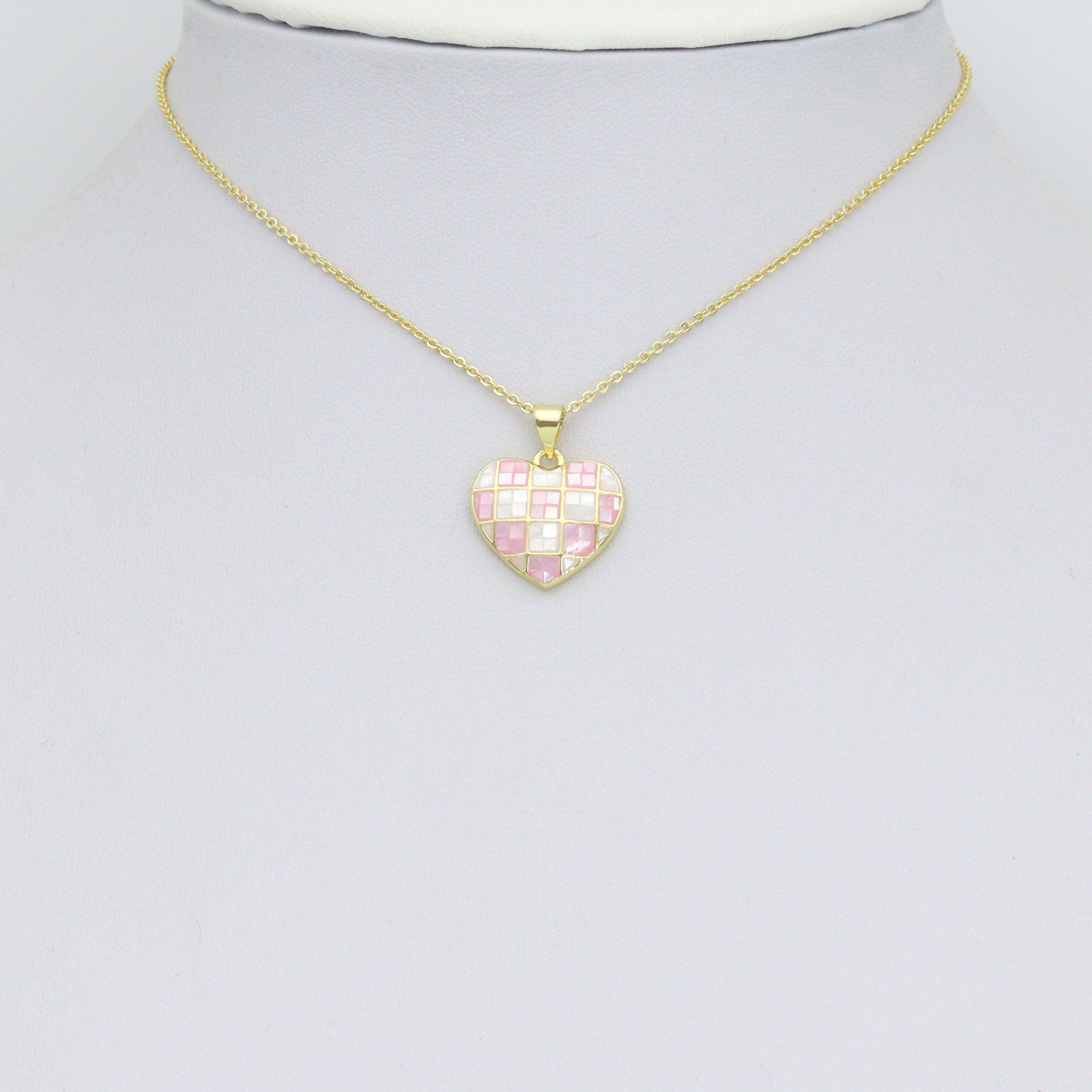 Pink and White Mother of Pearl Heart charm For Necklace Bracelet Jewelry Making Supply, Sku#LX936