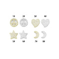 Clear CZ Gold Silver Heart Star Cresent Moon peace sign spacer beads Charm Pendant, Sku#LX945