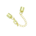 5mm/8.5mm Gold End Cap Clasp with Extender Chain for Leather Cord, Scarf, and Jewelry, Sku#LX947