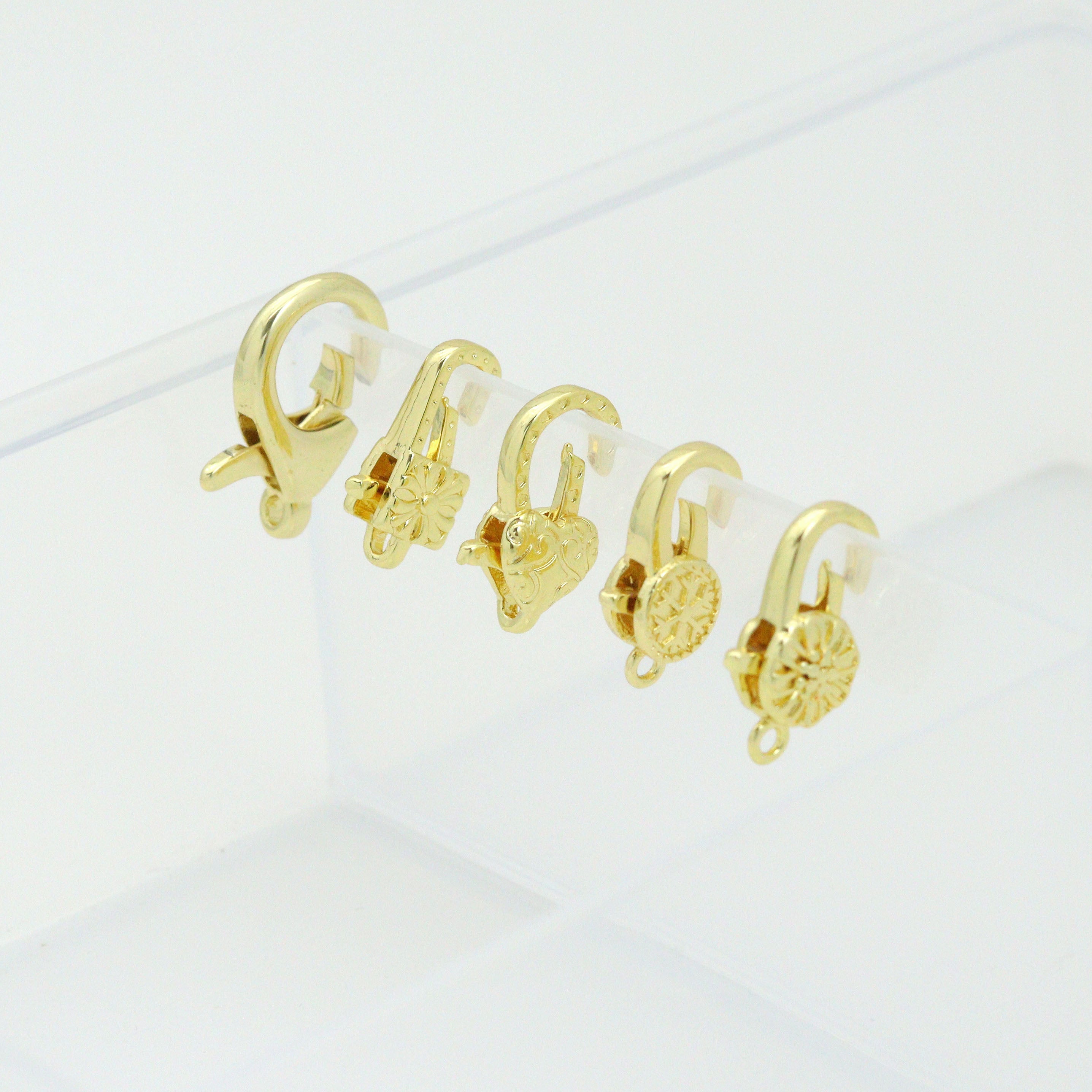 Gold Silver sunflower snowflake bloom Heart Flower Lobster Lock Clasp/Spring Clasp, Sku#LX949