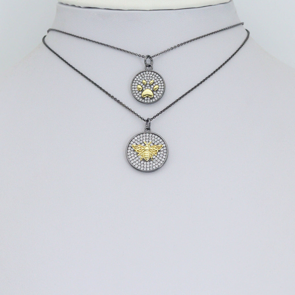Dual Color Paw Insect bee Coin Charm Pendant, Sku#LX956