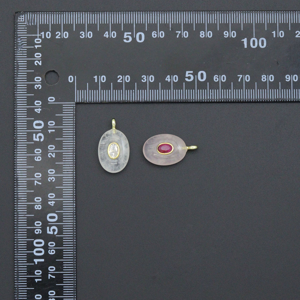 Natural Gemstone Charm Pendant-Quartz, Rose Quartz, Lapis, Blue Apatite, Sku#LY32