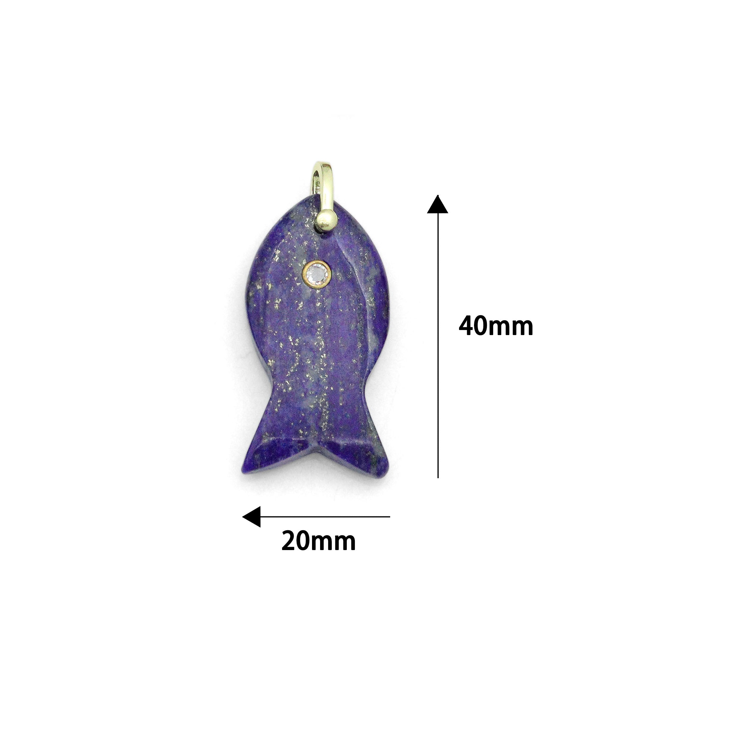 Naturul Gemstone Fish Charm Pendant, Sku#LY31