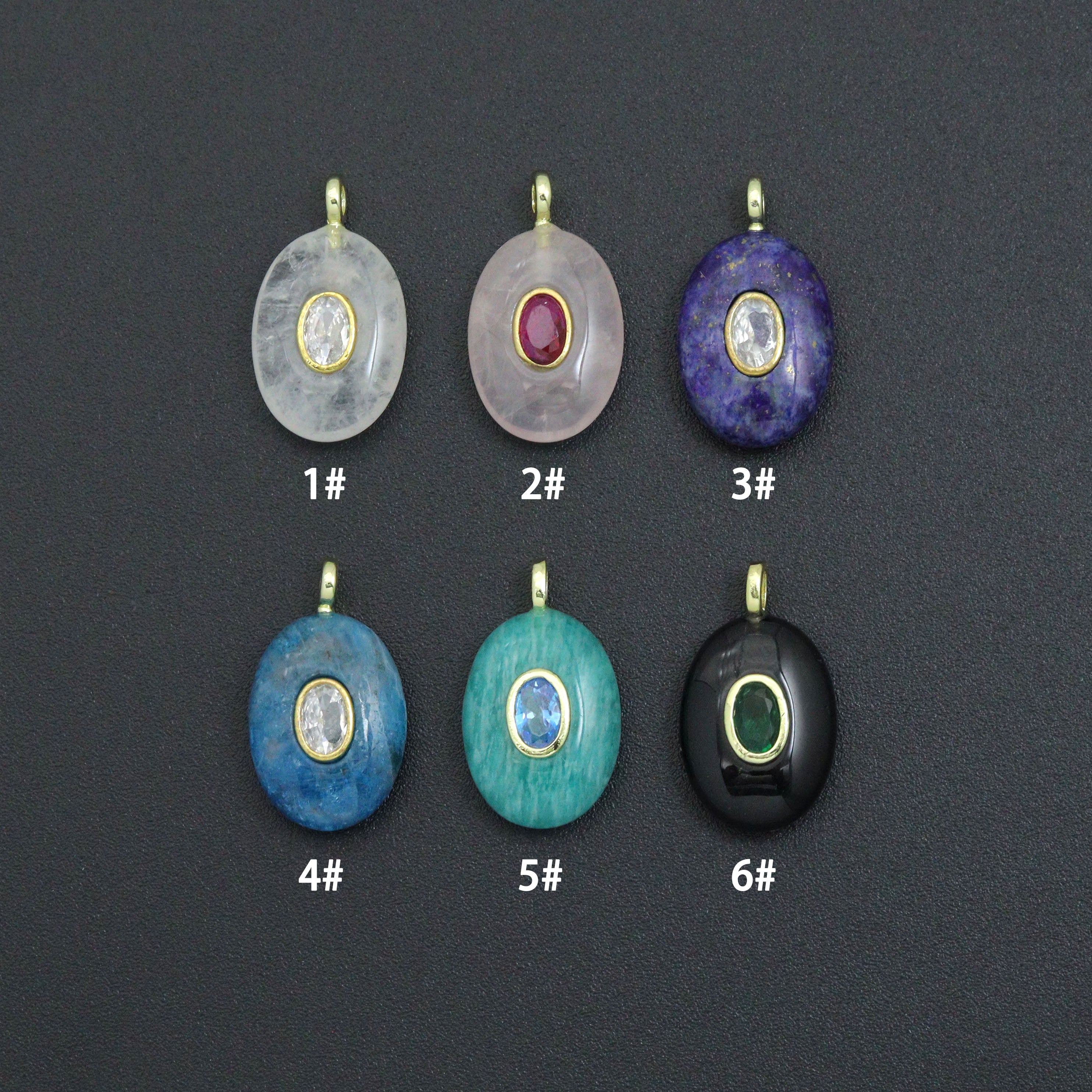 Natural Gemstone Charm Pendant-Quartz, Rose Quartz, Lapis, Blue Apatite, Sku#LY32