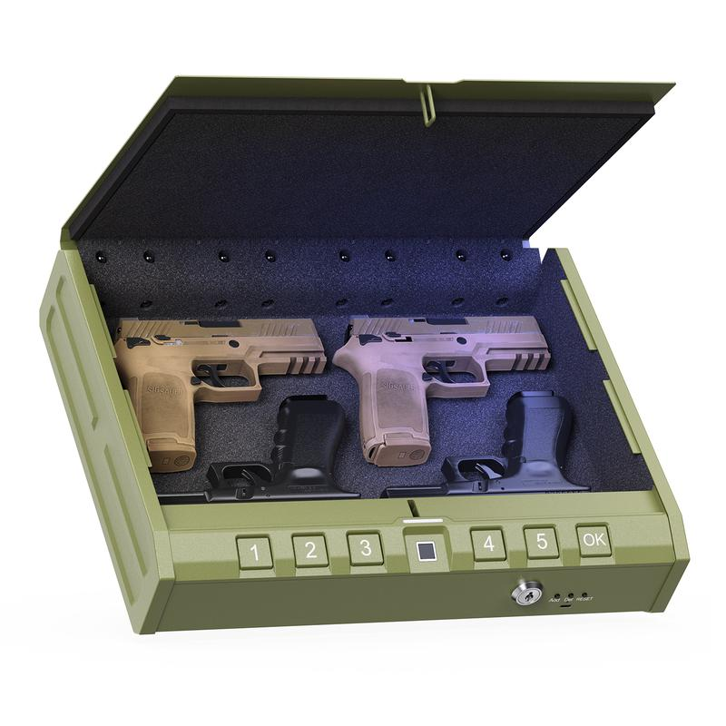 Large Biometric Safe - Fingerprint Access, Three Unlock Methods, Emergency Power Supply, Secure Storage for Home, Nightstand, and Vehicle Use