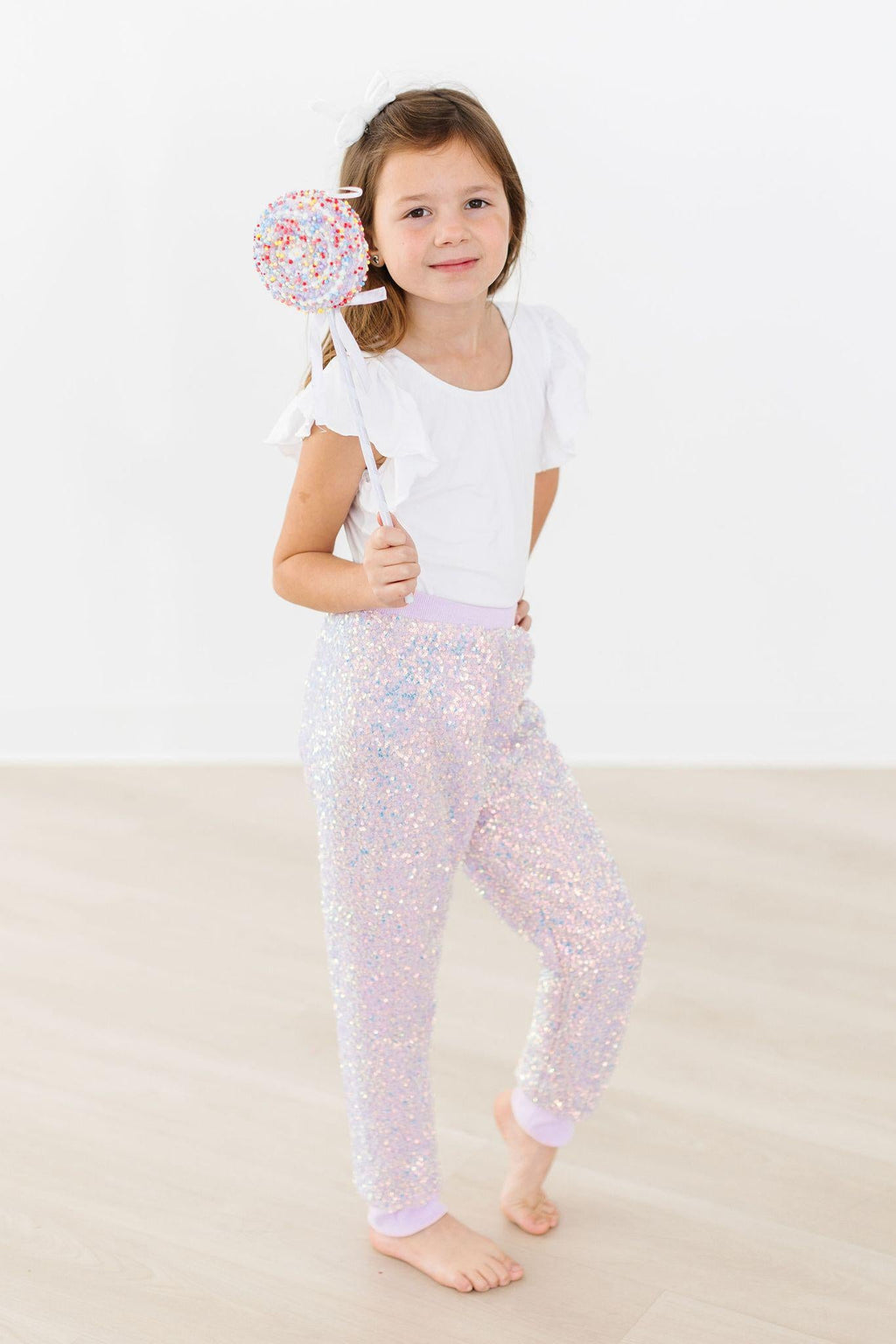 Joggers à paillettes lavande