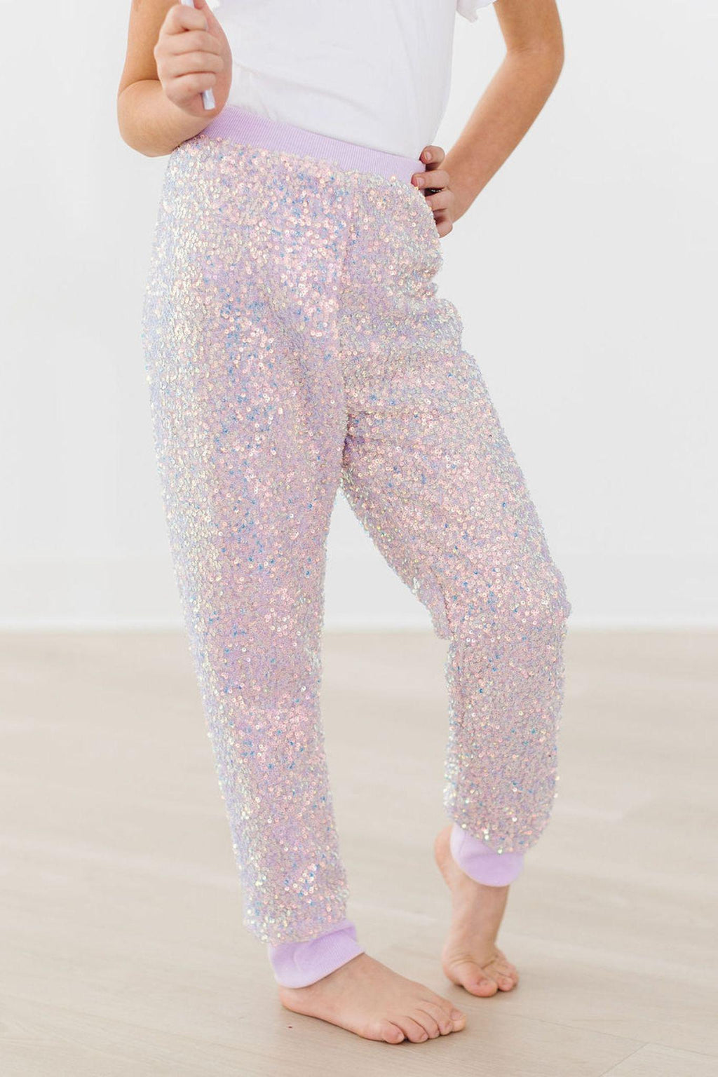 Joggers à paillettes lavande