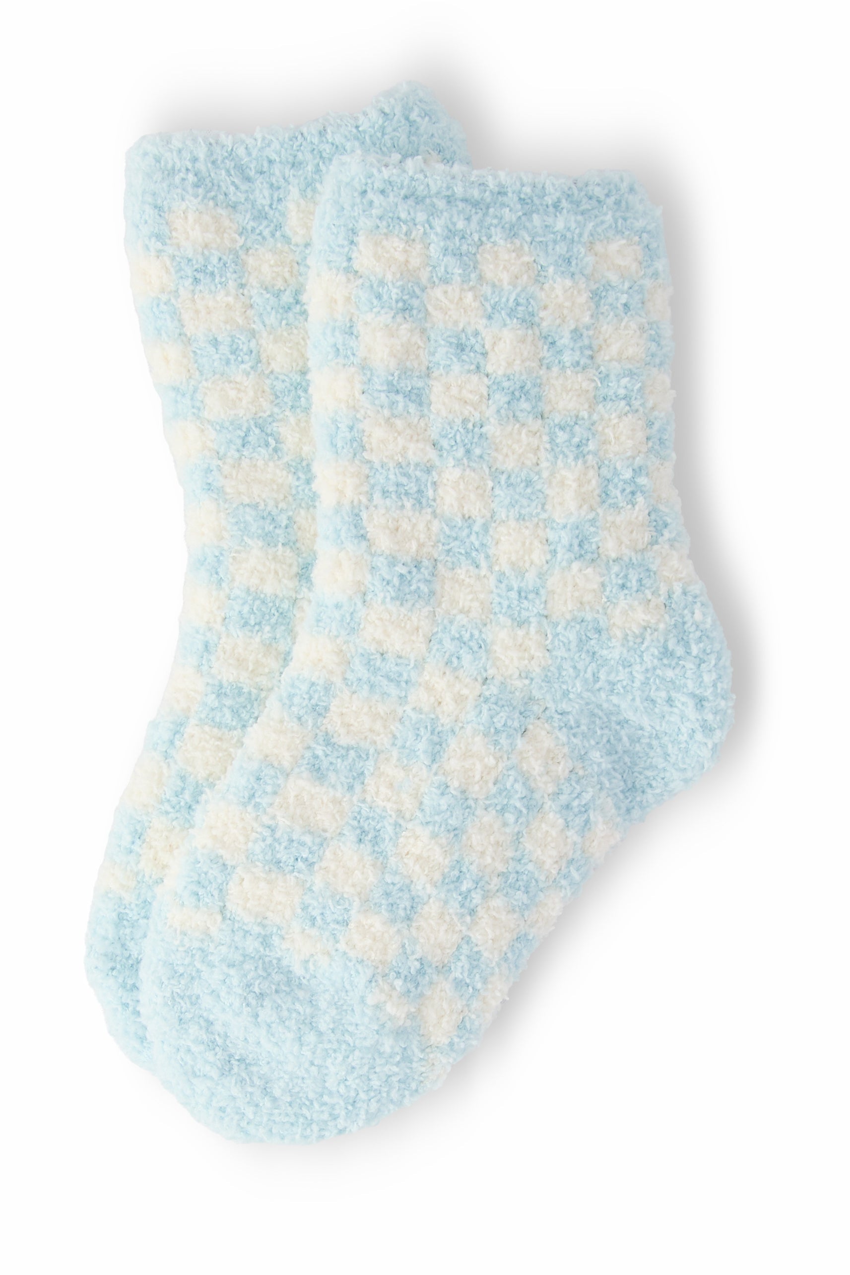 Chaussettes confortables à carreaux bleu clair