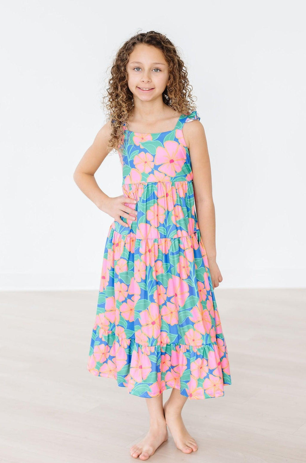 Robe longue à volants Luau à imprimé floral