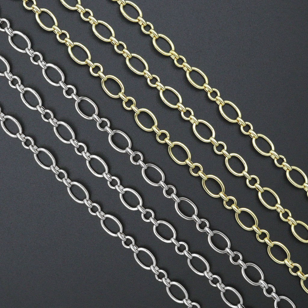 High Quality Hand Made Oval donut Ring Chain, Wholesale bulk Chain, 9x13mm,sku#M304