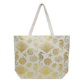 Coral Seahorse Print Canvas Tote Bag