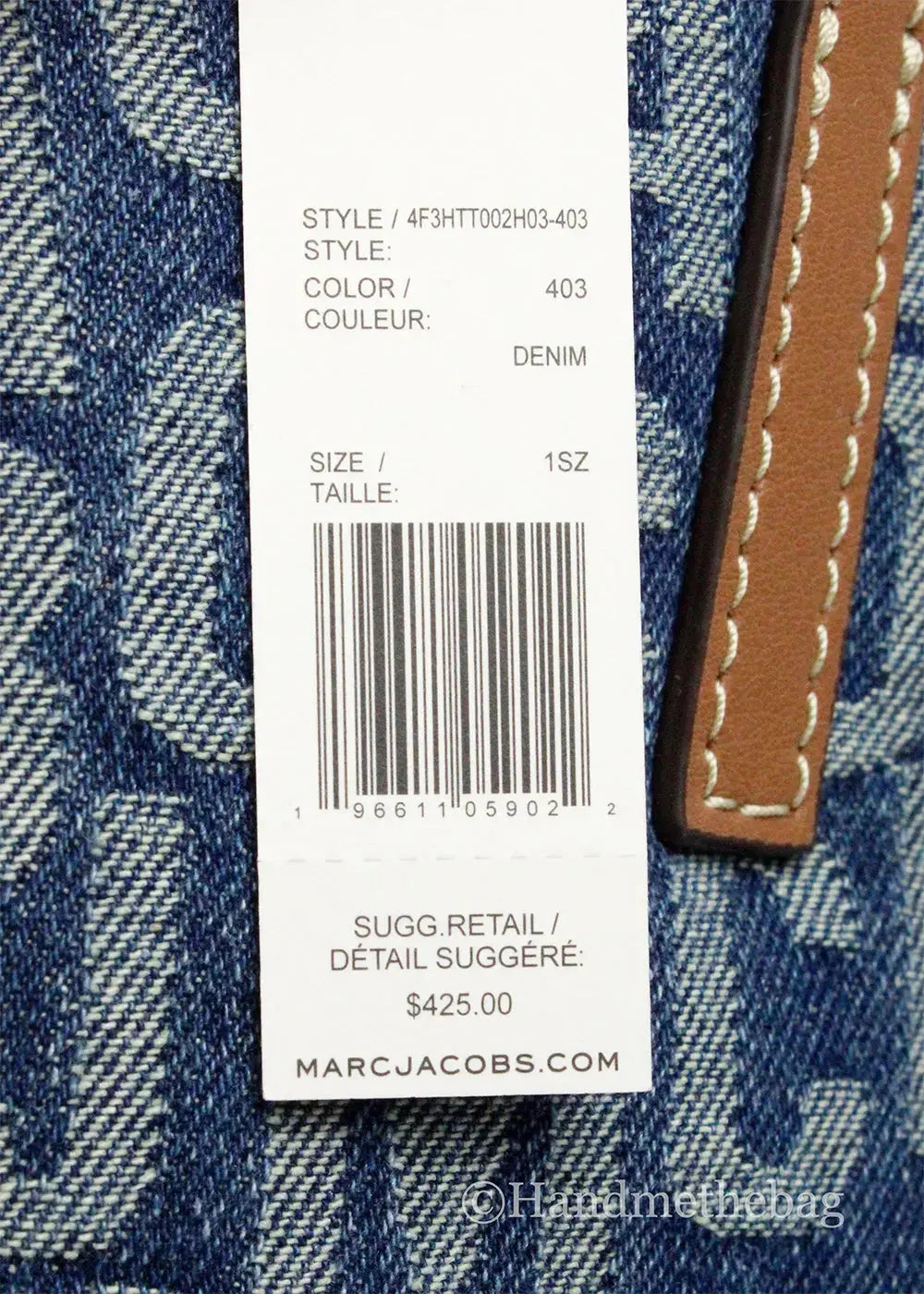 Marc Jacobs Le cabas en toile denim délavé The Washed Monogram Grind