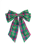 Green and Pink Plaid Hair Bow