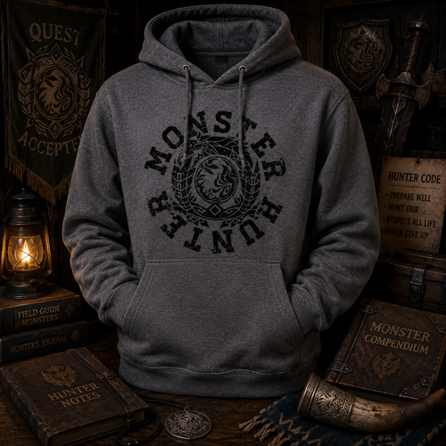 MONSTER HUNTER-CIRCLE-GUNMETAL HEATHER SWEATSHIRT HOODIE