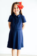 Robe polo marine à manches courtes