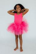 Justaucorps Tutu Bretelles Rose Fluo
