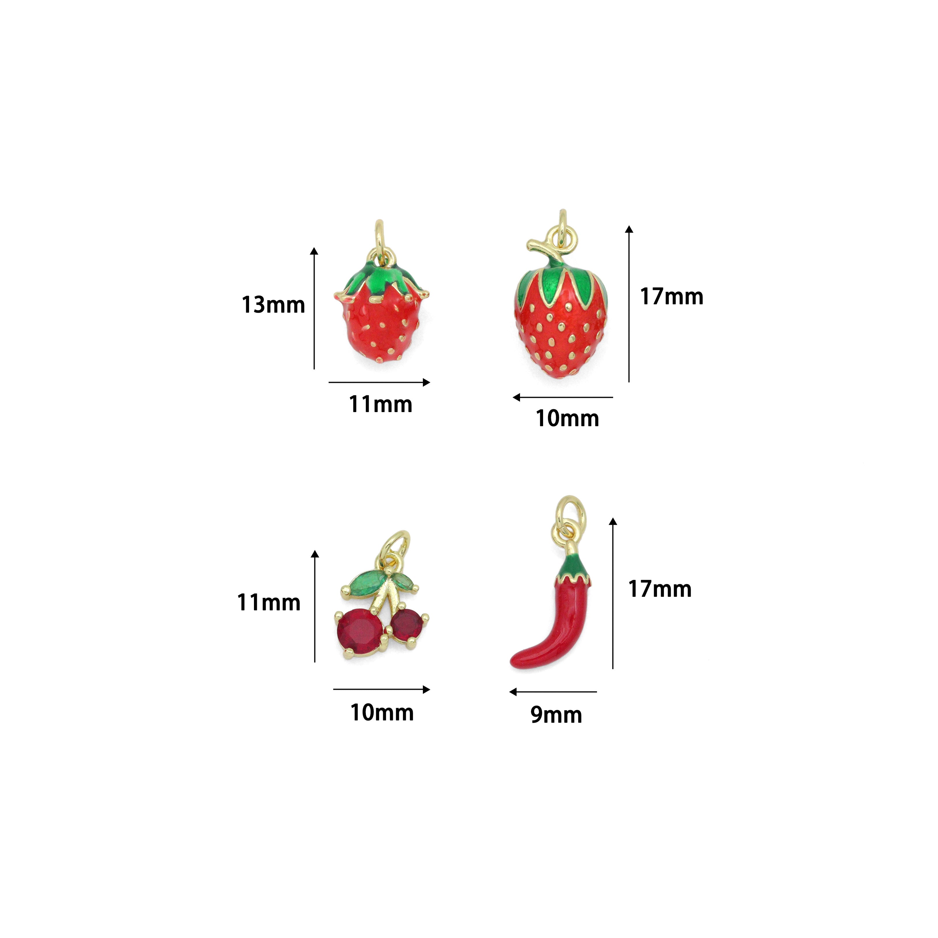Red Cherry Strawberry Chili Pendant charm, Sku#O133