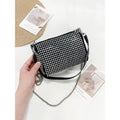 Nouveauté Sac carré tendance en strass | Sac sous le bras entièrement orné de diamants et petit sac à main à bandoulière pour femme (style japonais et coréen)