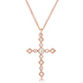 Dainty Art Deco Plated CZ Cross Pendant