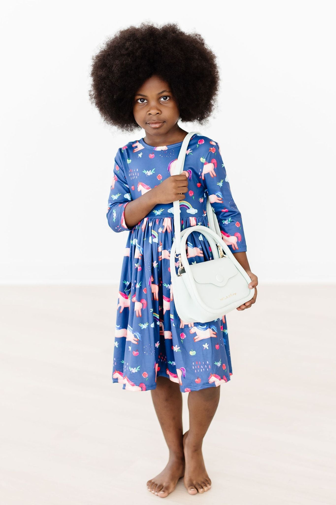 Robe Tournante Manches 3/4 avec Poches Ciel Peint