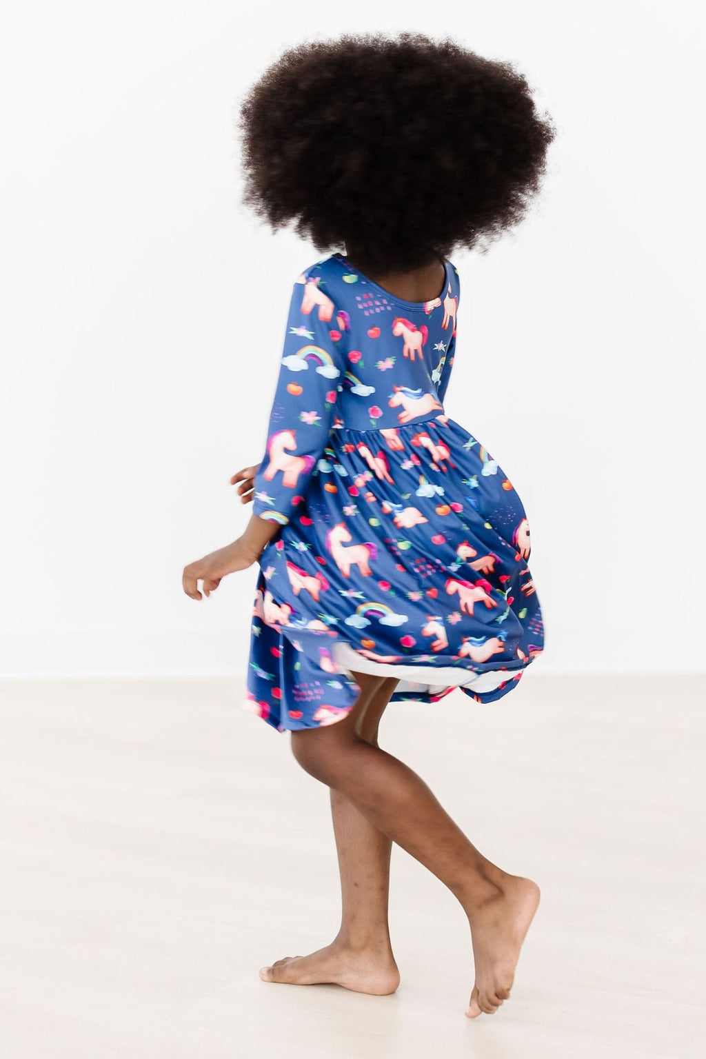 Robe Tournante Manches 3/4 avec Poches Ciel Peint