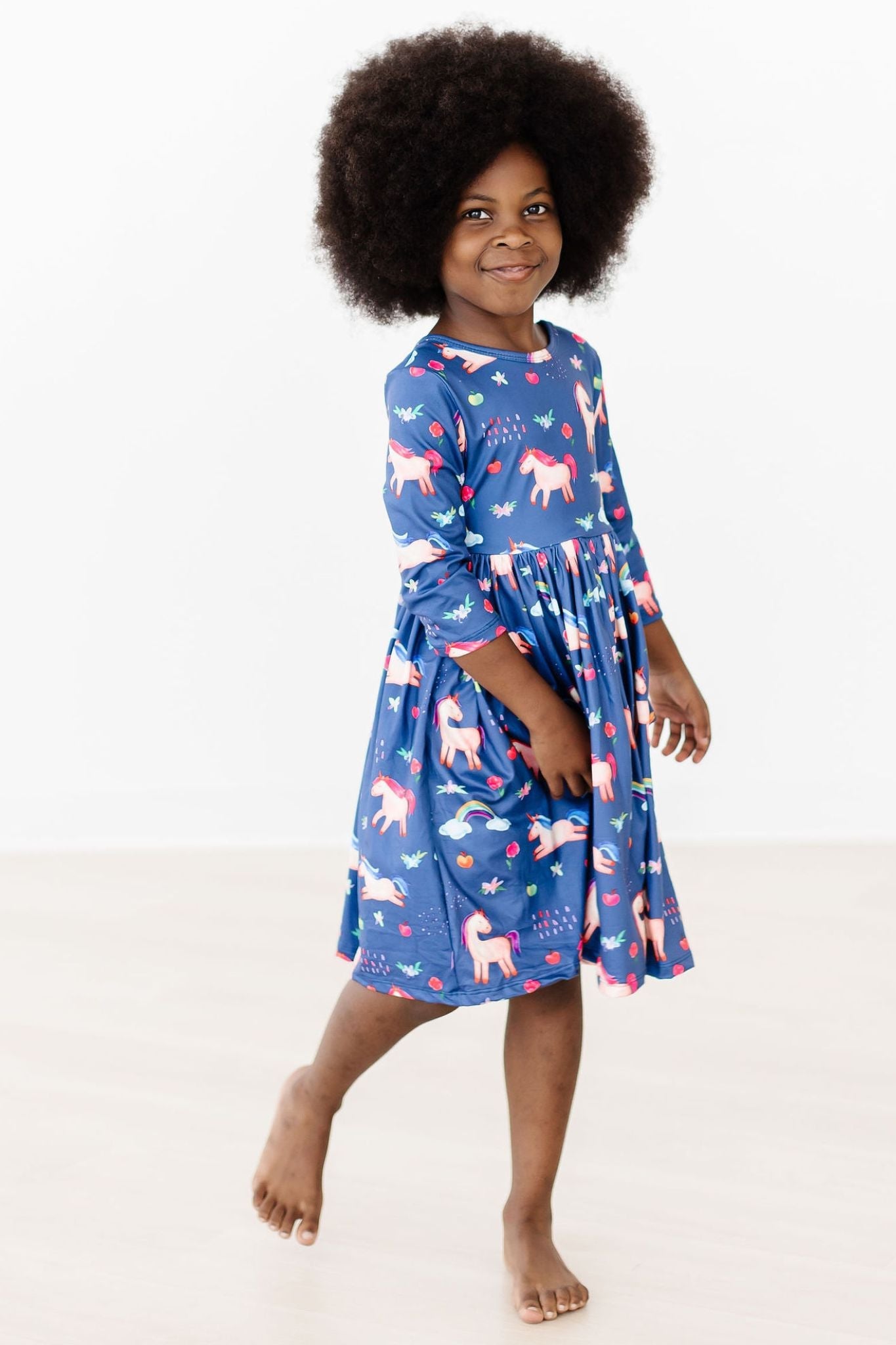 Robe Tournante Manches 3/4 avec Poches Ciel Peint