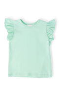 T-shirt à volants vert pastel manches courtes