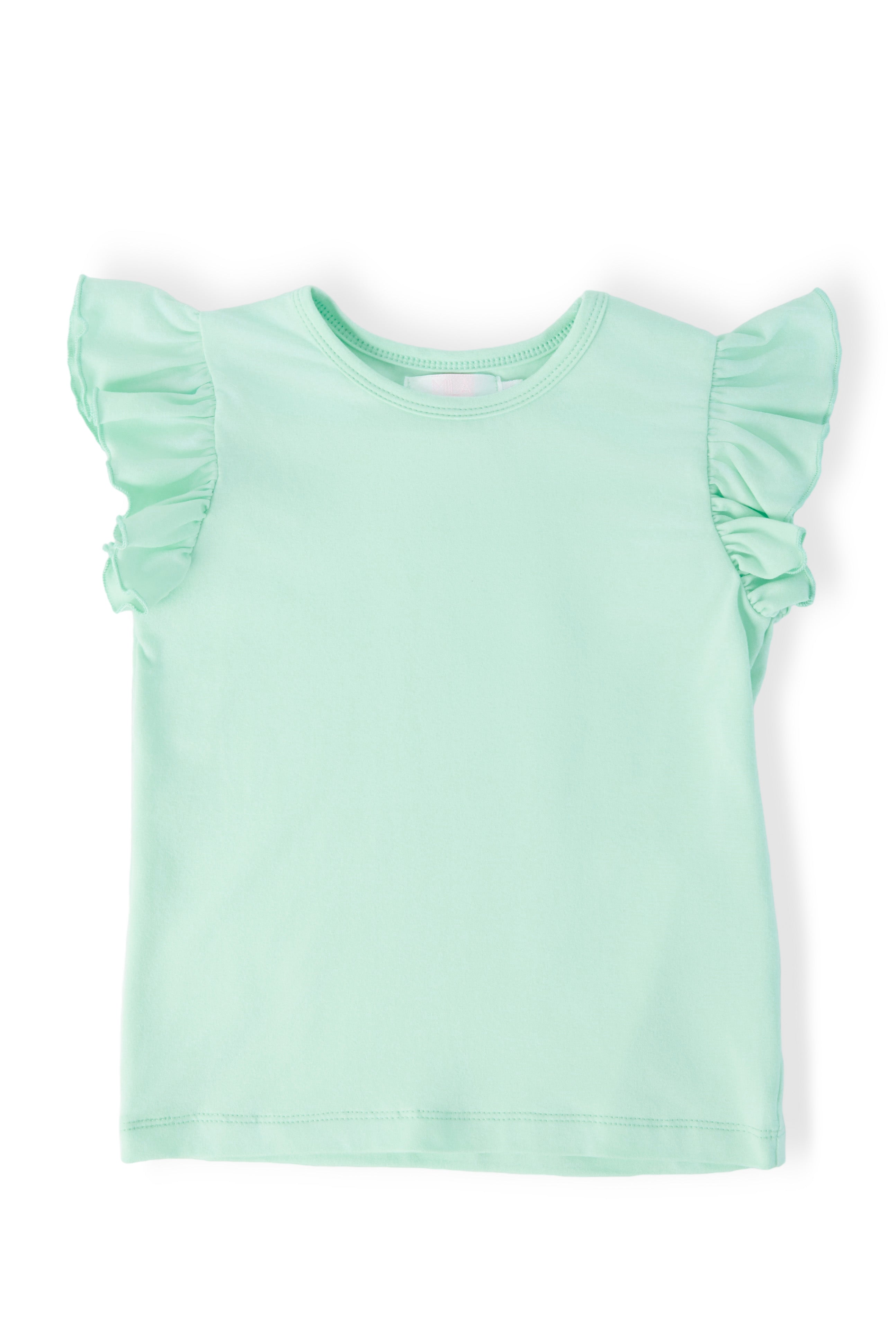 T-shirt à volants vert pastel manches courtes
