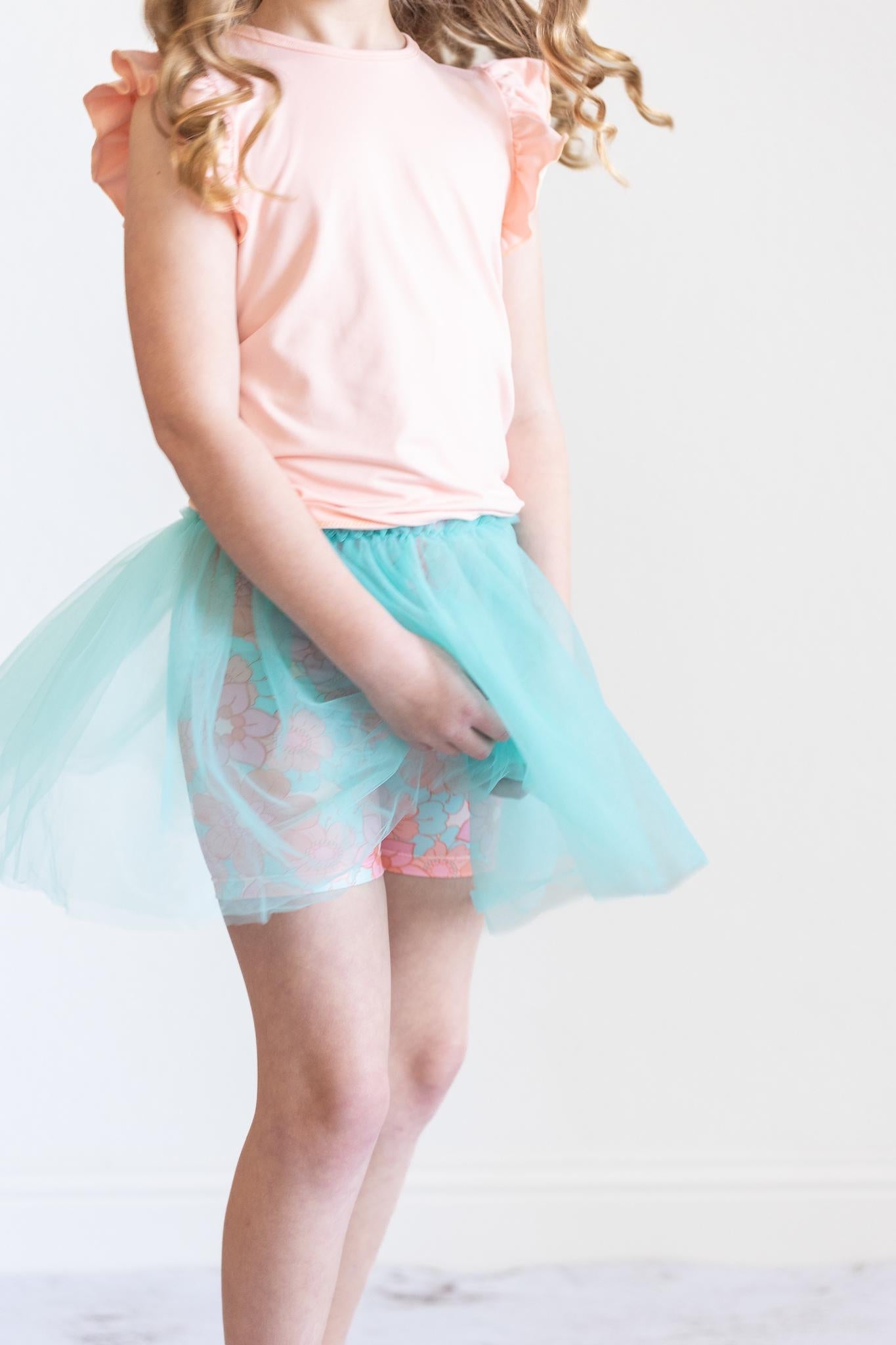 T-shirt à volants pêche P/E