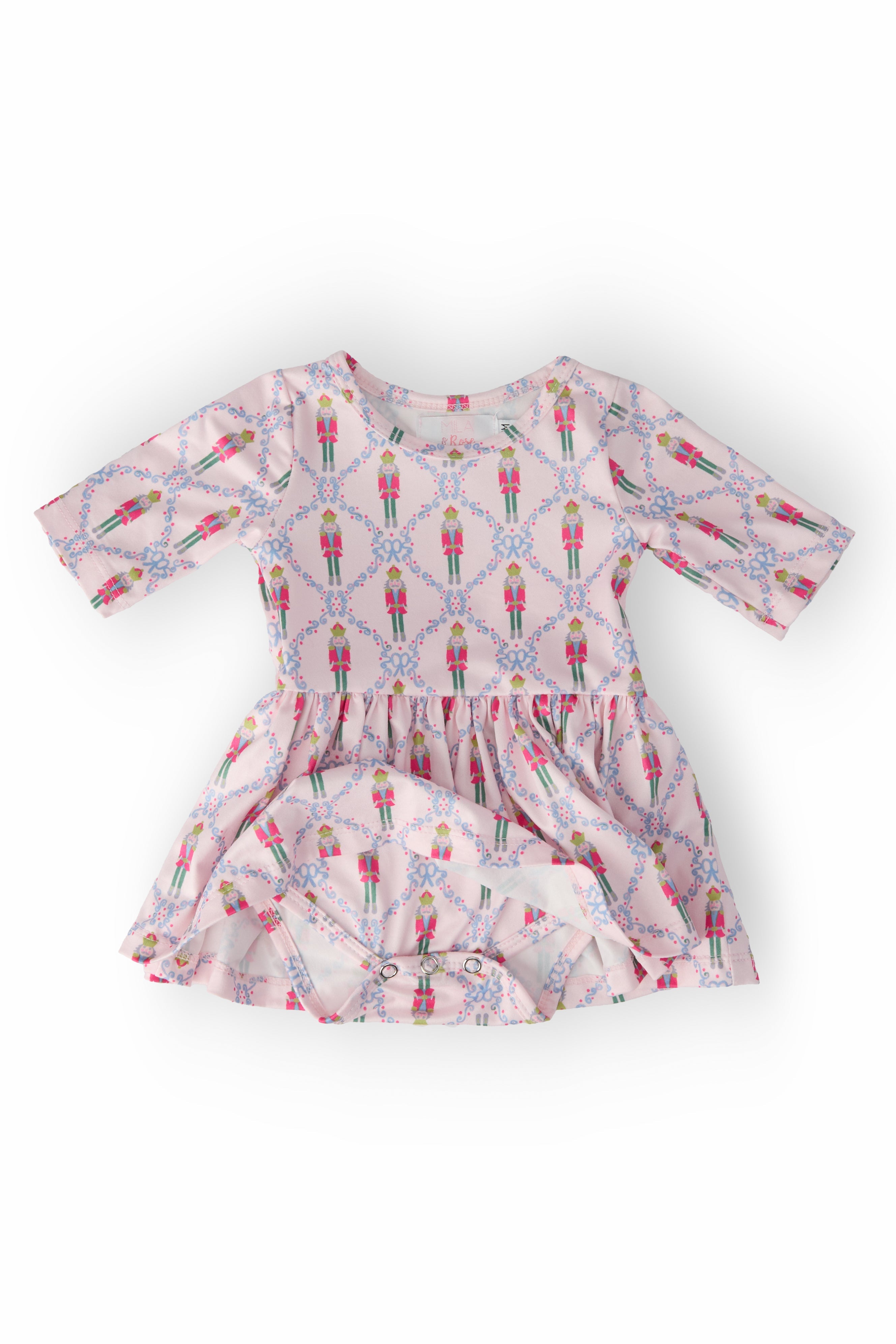 Justaucorps rose "Casse-Noisette" à manches 3/4 et jupe virevoltante