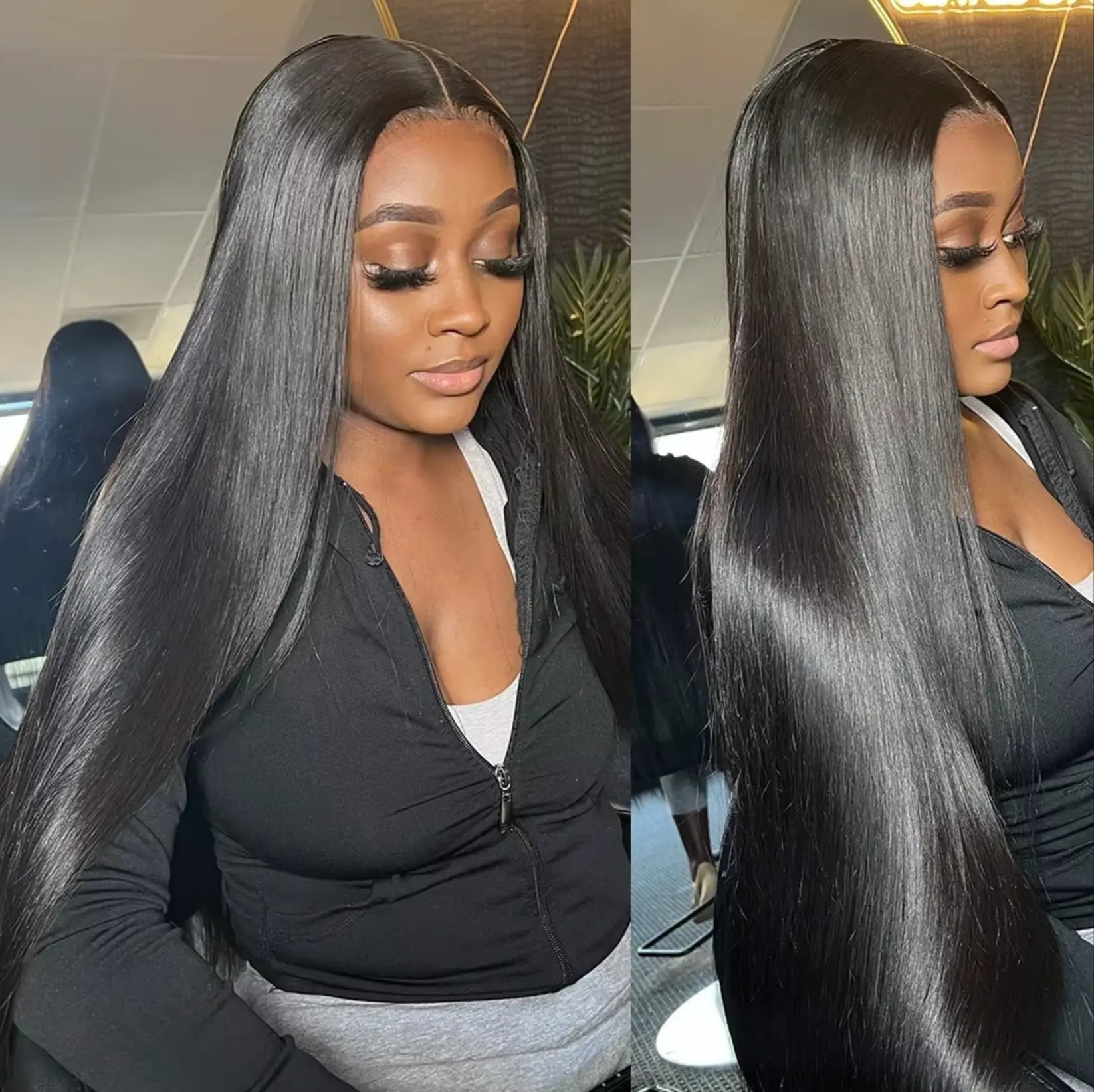 Pré-coupée | Sans colle | Lisse | Sans colle | Cheveux humains | Brésiliens | Prête à porter | Pré-épilée